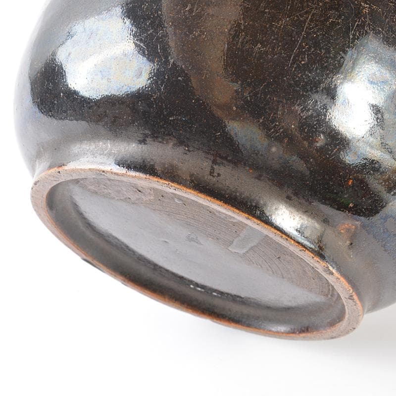 瀬戸焼 古瀬戸 黒釉 徳利 鶴首瓶 時代箱 伝来品 C R6512