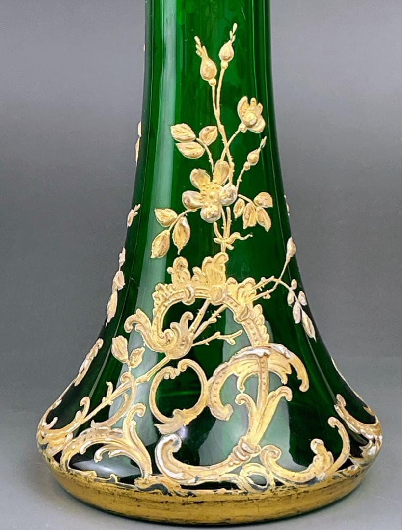 希少】モーゼル 23．8㎝ エナメル盛 金彩 金盛り 花瓶 水差し