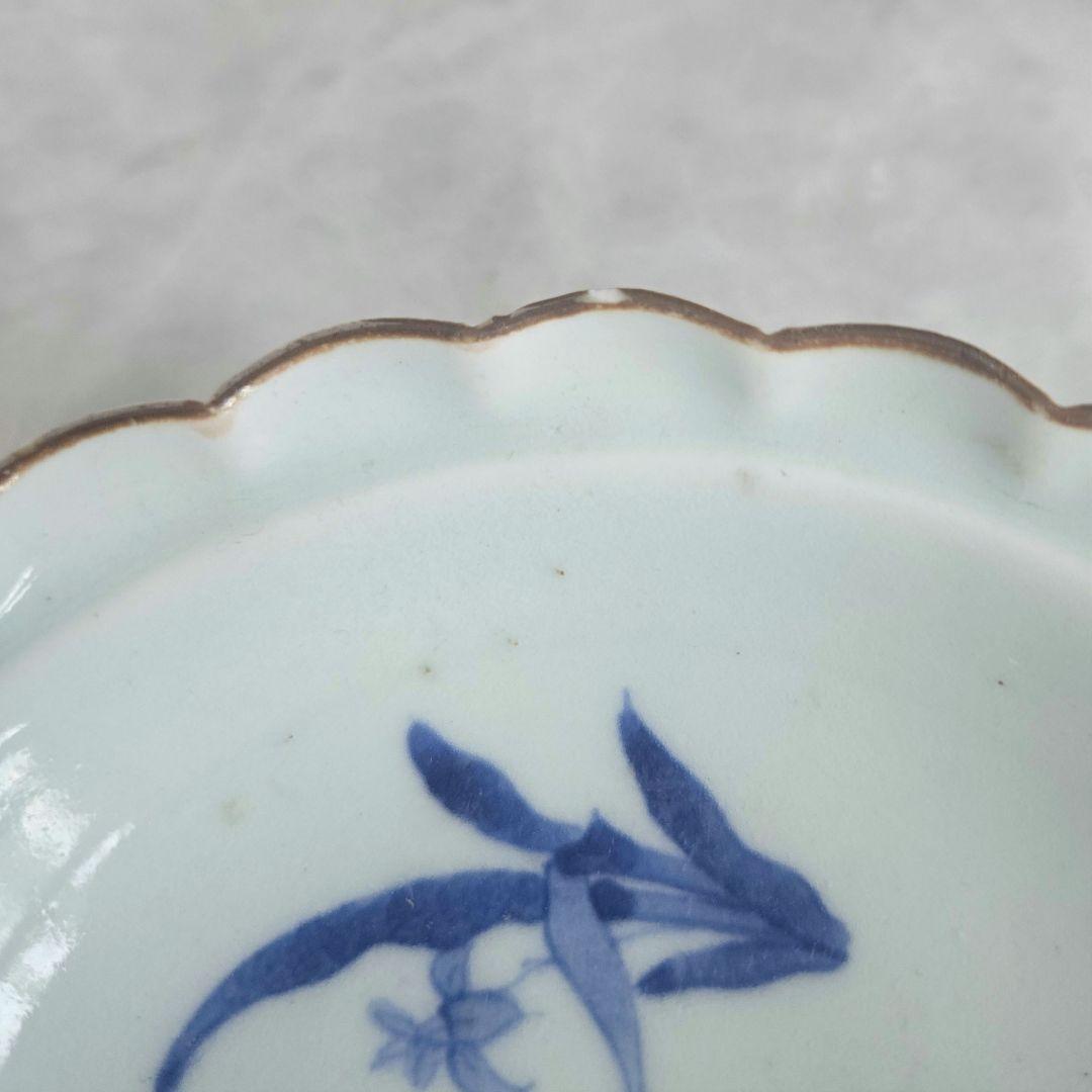 古伊万里 染付 深皿 江戸時代 蘭 菊 金直し 金継ぎ アンティーク 骨董