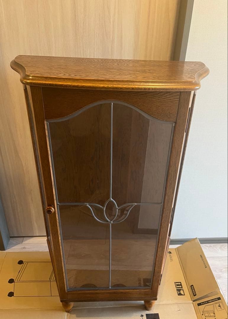 三越家具 ブルージュ Brugge ステンドグラス キャビネット オーク材