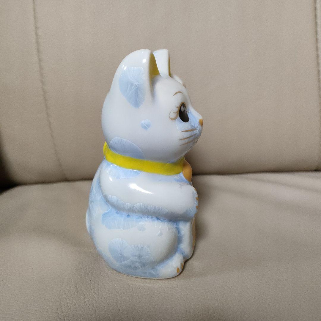 陶あん 陶葊 招き猫 金色の鈴付き 花結晶 京焼 清水焼 箱付き