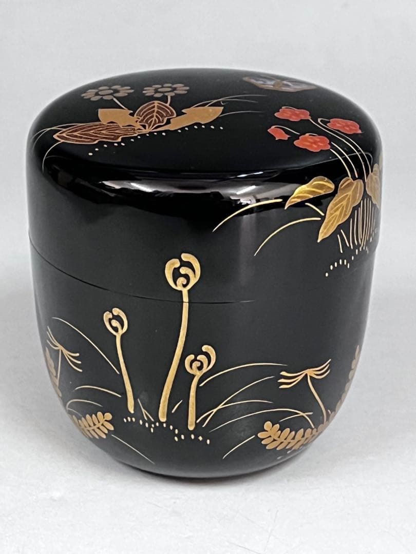 E571 棗 利休形中棗 了々斎好蒔絵 螺鈿 春野棗 茶入 抹茶