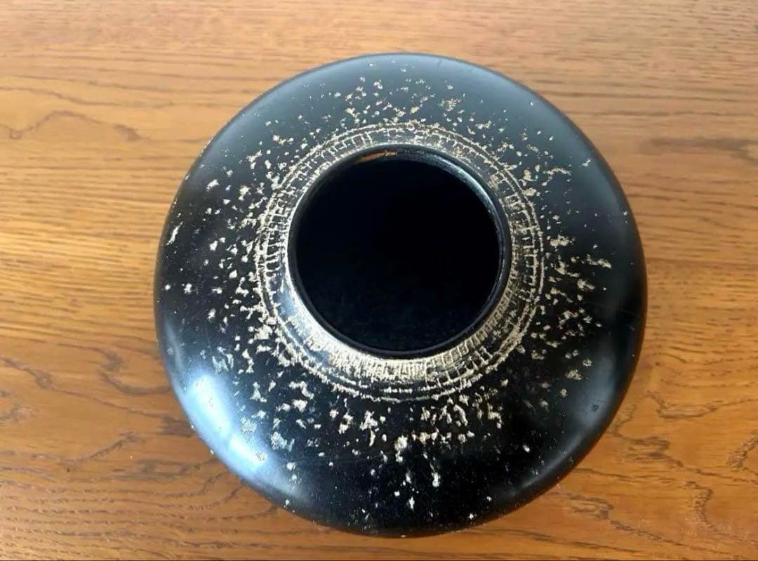 安齊賢太 安齋賢太 花器 黒陶 大 希少品 値引き不可 安齊賢太 安齋賢太