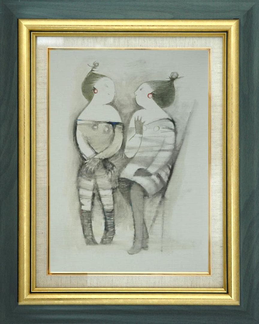 油絵 菅家令子 絵 絵画 インテリア 額付(白) F6-081712 人物 女性