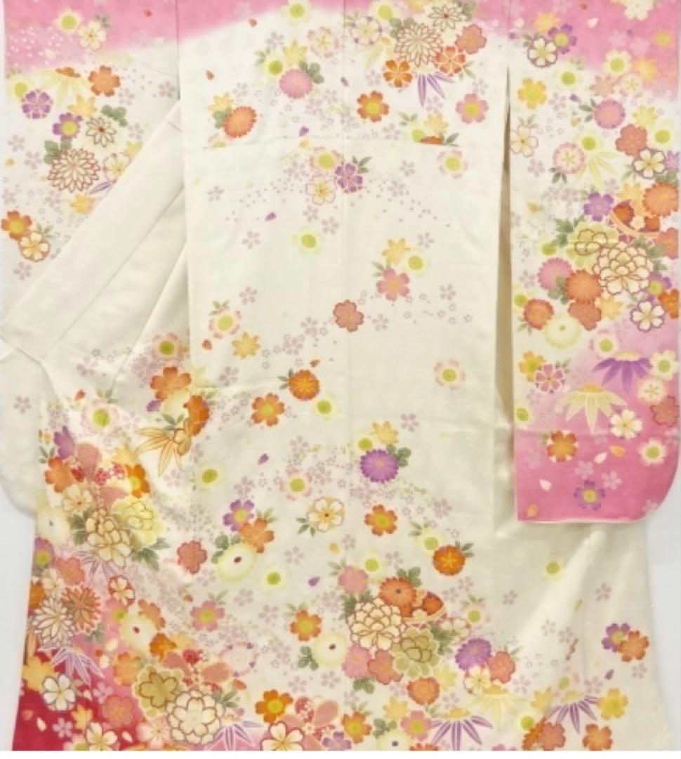 裄70cm 豪華 4点セット 牡丹に桜菊模様 刺繍振袖
