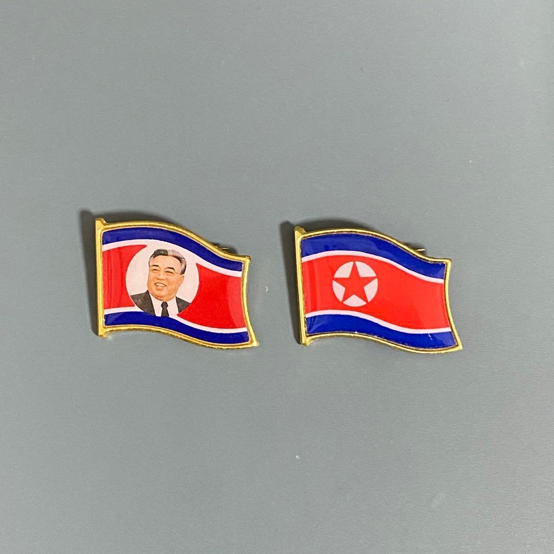 ✨超レア✨北朝鮮国旗 金日成(キムイルソン) バッジ 国旗