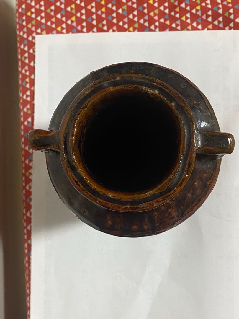 販売済み ♢希少！大樋焼 時代物 飴釉箆面取り 双耳壺 瓶 華道 茶道具