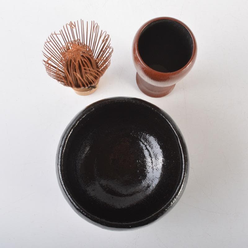 茶道具　漆塗　茶箱　黒楽茶碗　独楽棗など　七点　一式　V　6549