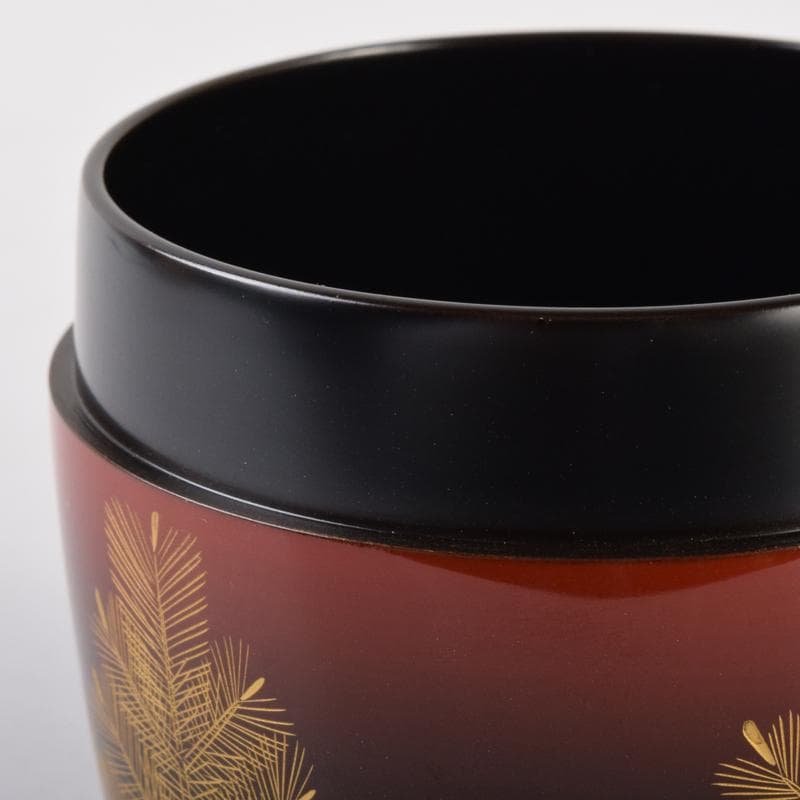 茶道具　輪島塗　前志芸男作　沈金若松鳥蒔絵　棗　共箱　V　7098