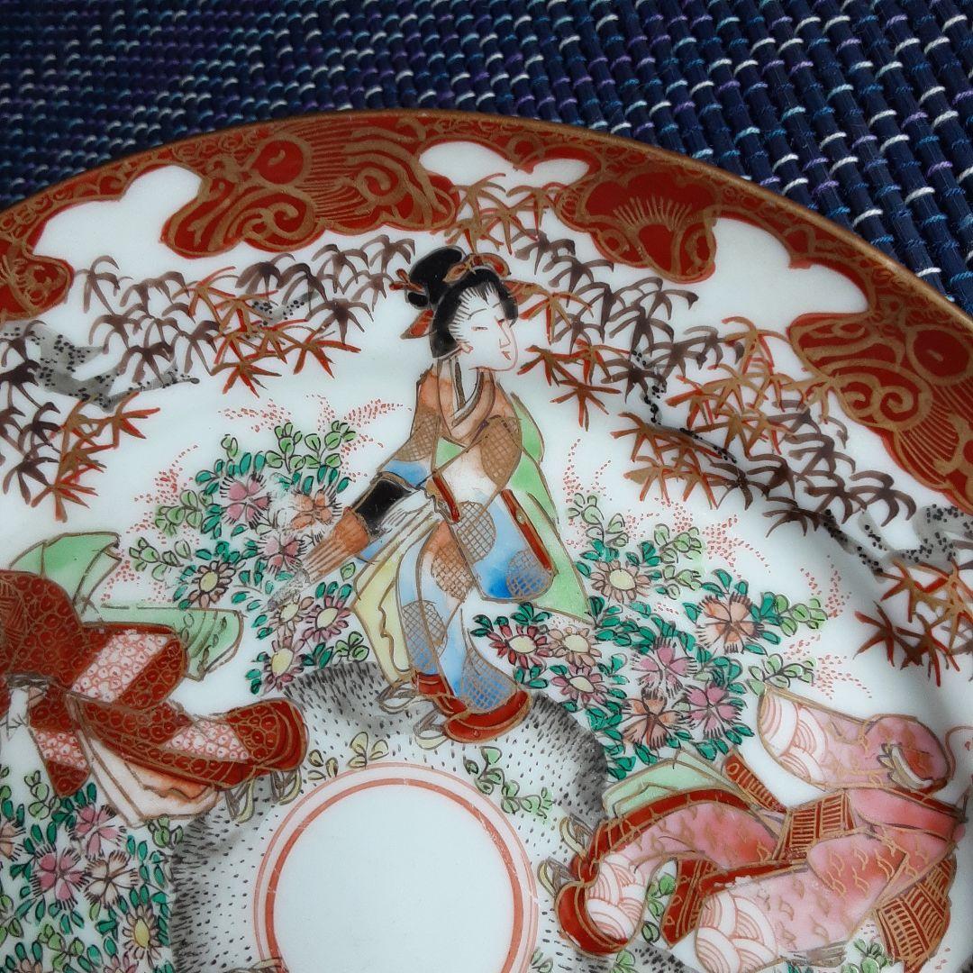 古い里帰り伊万里三川内焼/幕末明治手描き芸者文様/大日本古川造/色絵