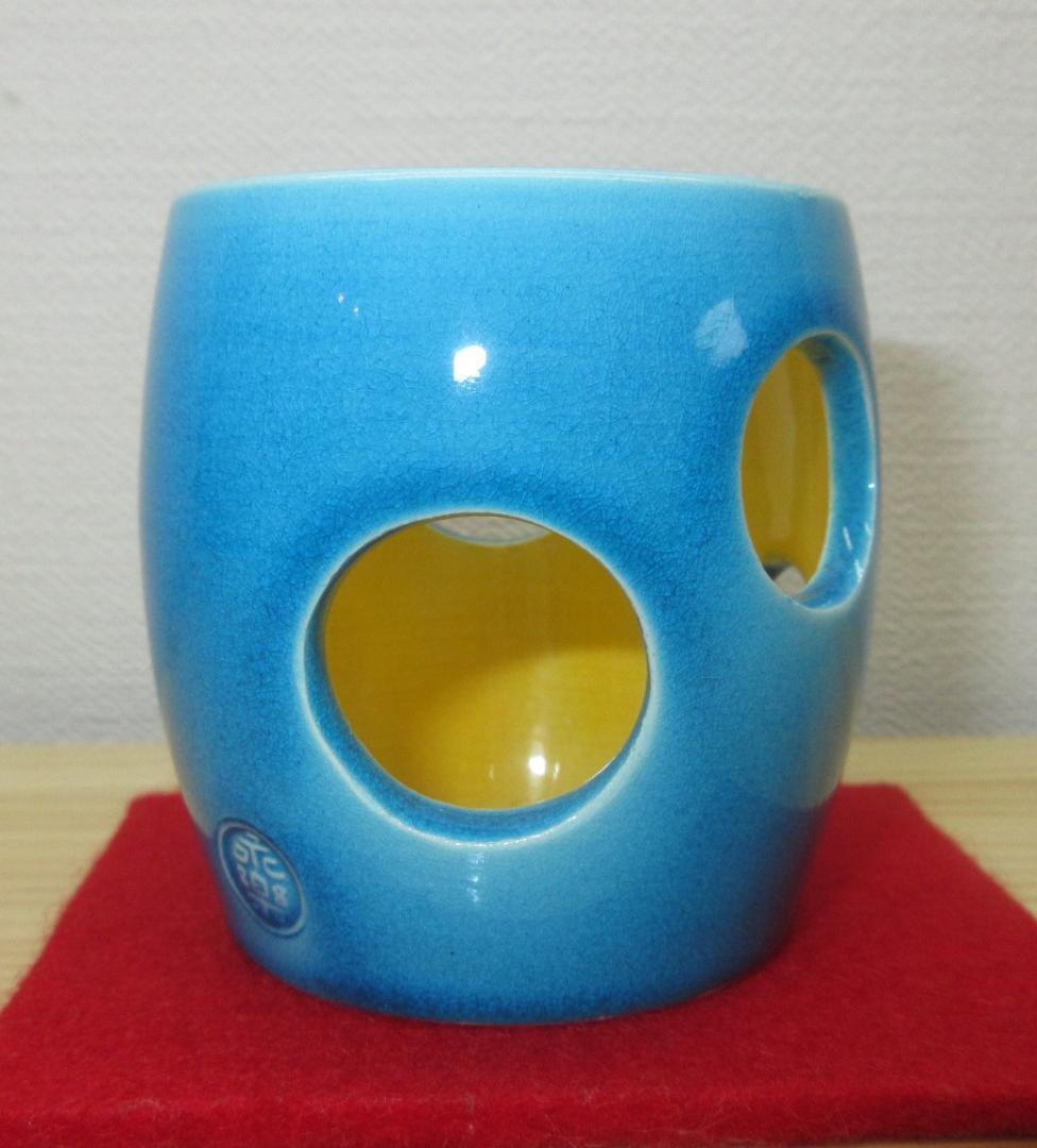 送料込【逢絢亭】茶道具 蓋置 京焼 浅黄交趾 水玉透し 永楽即全 共
