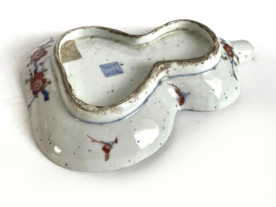 2 骨董 アンティーク 色絵古九谷 色絵山水文瓢形向付 変形皿 古