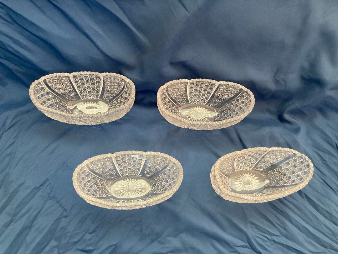 クリスタルガラス 沓形 向付4客