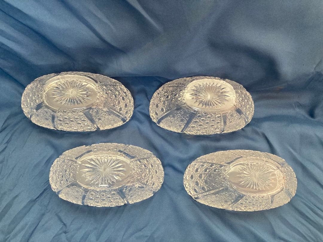 クリスタルガラス 沓形 向付4客