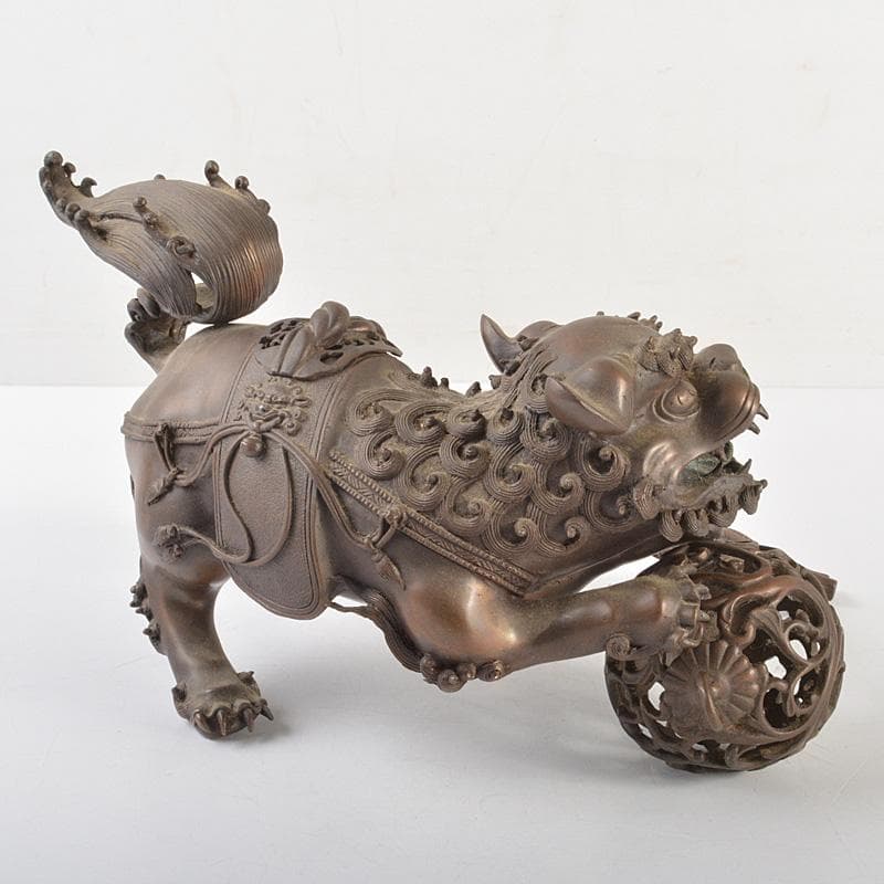 中国 古銅宣徳銅 玉乗り獅子 香炉 置物 Y R7427 - メルカリ