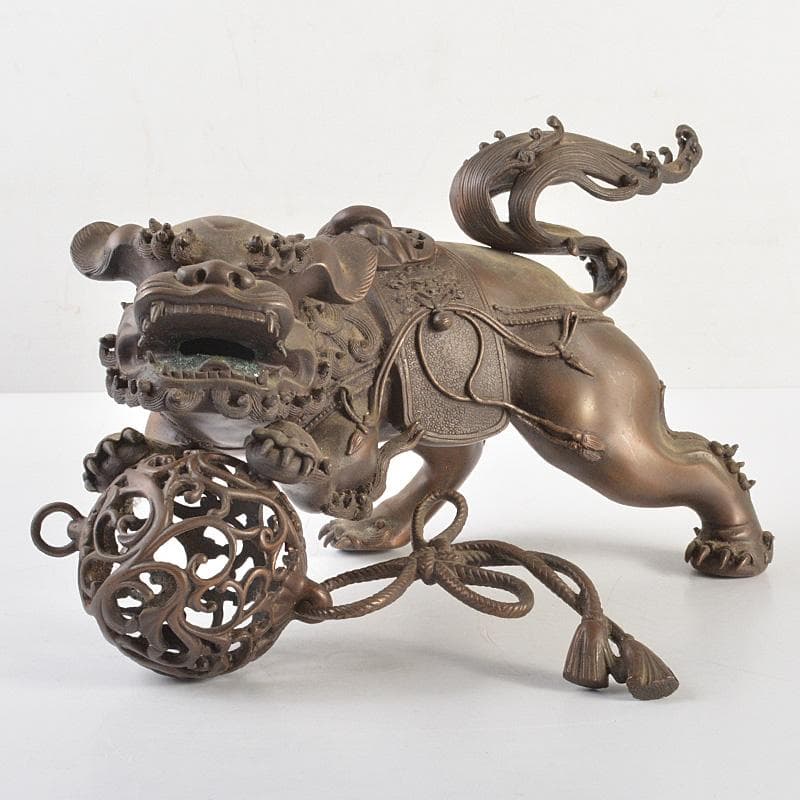 中国 古銅宣徳銅 玉乗り獅子 香炉 置物 Y R7427 - メルカリ