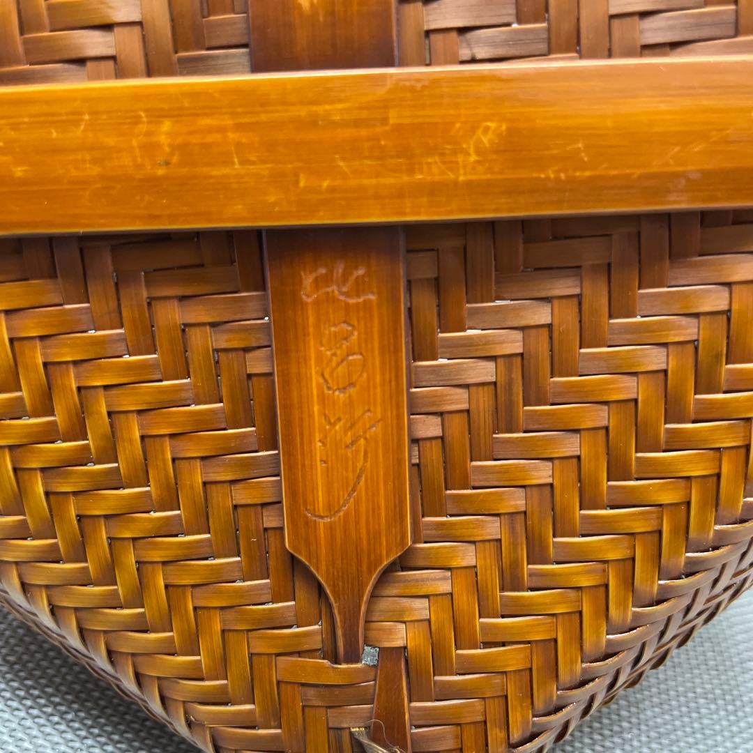 未使用網代編み炭斗比呂行作竹細工伝統工芸品茶道茶道具