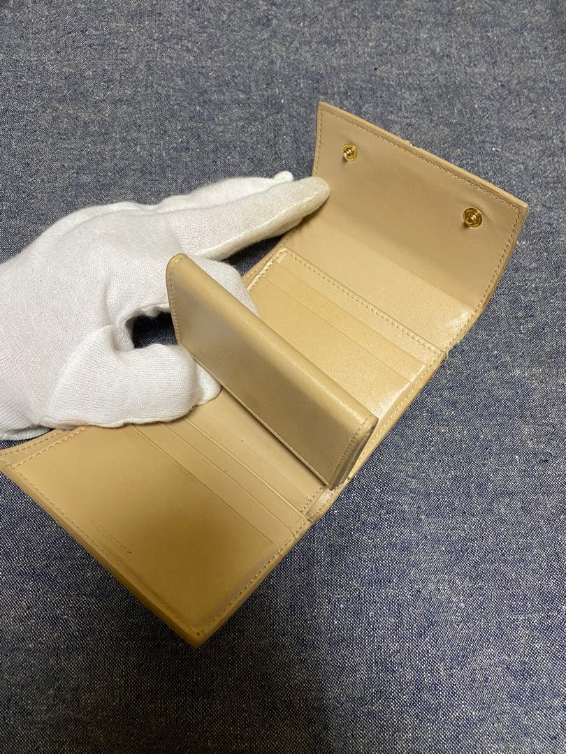 CELINE ベージュ レザー 三つ折り財布