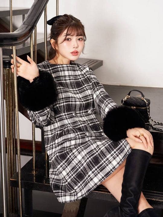 Darich♡タックデザインチェックコート