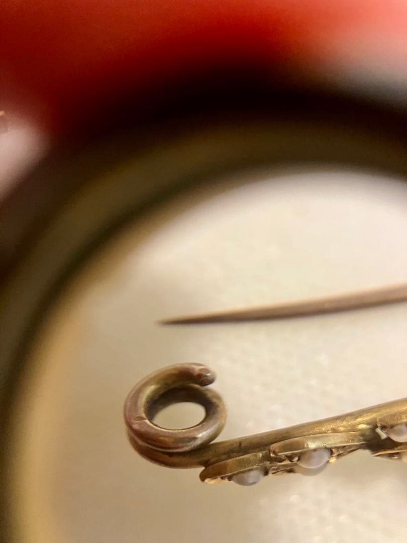 アンティーク9K＊1900年頃イギリス＊シードパールのお花がかわいい