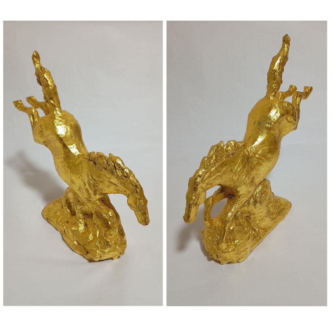 北村西望「躍進」ブロンズ象 干支 午 馬 金色