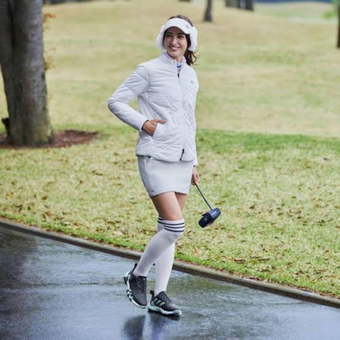 新品 レディースS adidasゴルフキルティング中綿ジャケット&スカート 黒