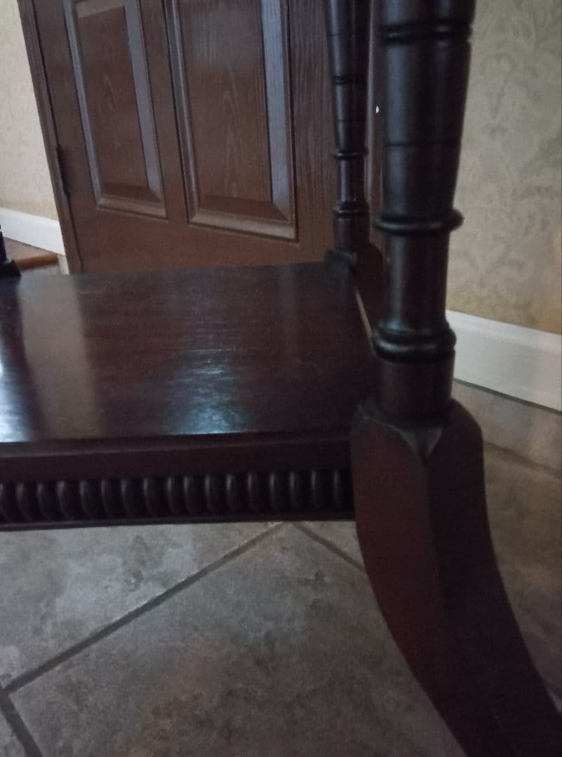 アンティーク1920年代頃 猫足フォルム 八角形ダークブラウン木製