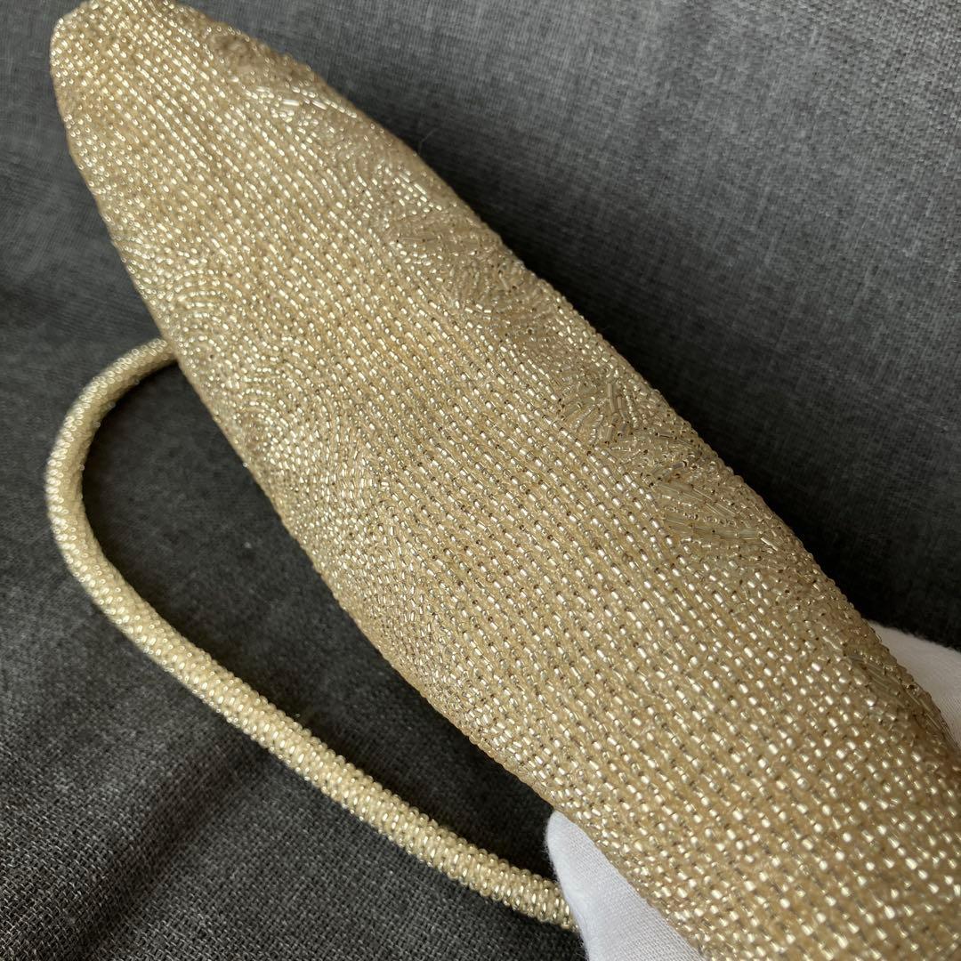 【美品】ヴィンテージ WAKO 銀座和光 高級ビーズ パーティーバッグ シルバー