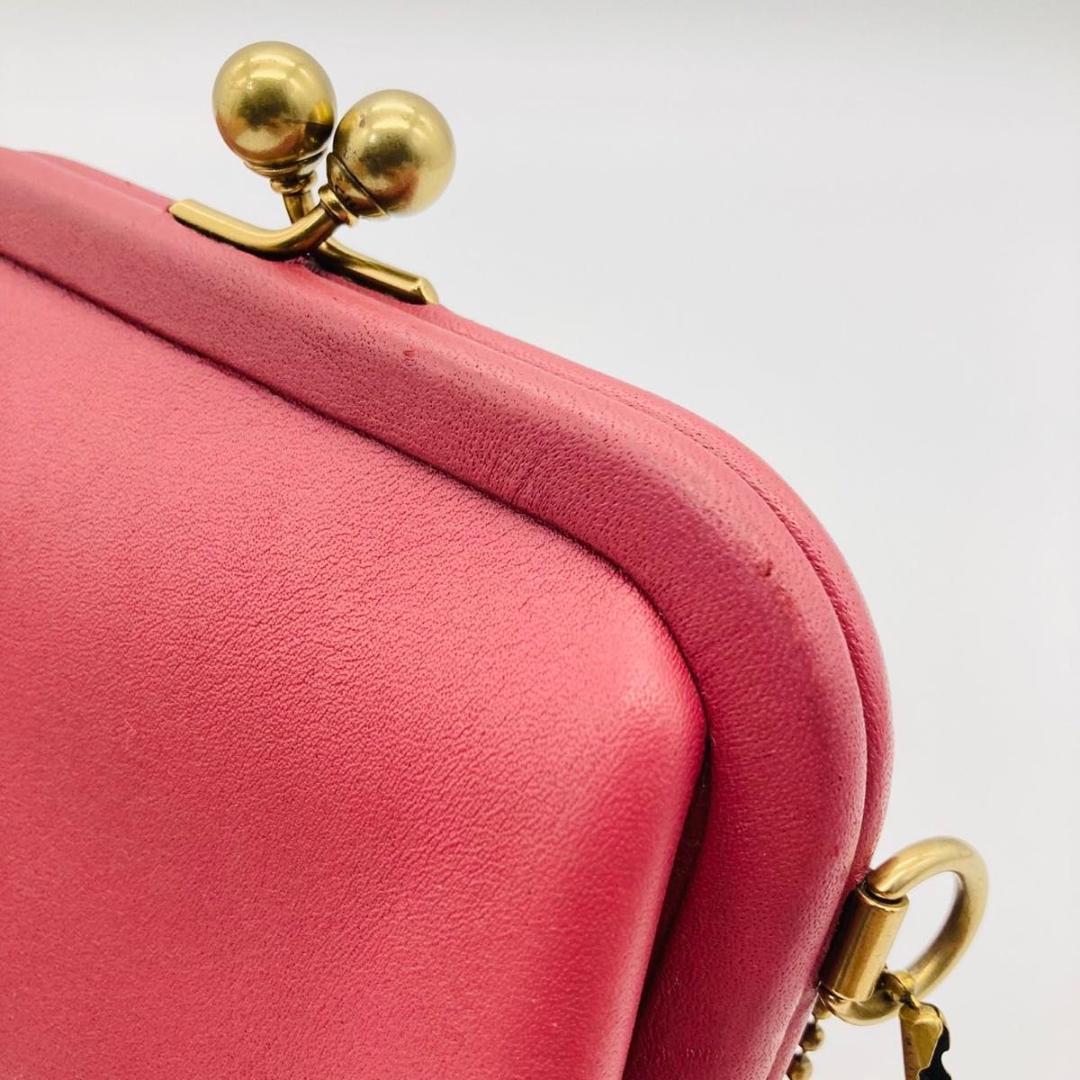 COACH コーチ キスロック がま口 ケース ポーチ ピンク