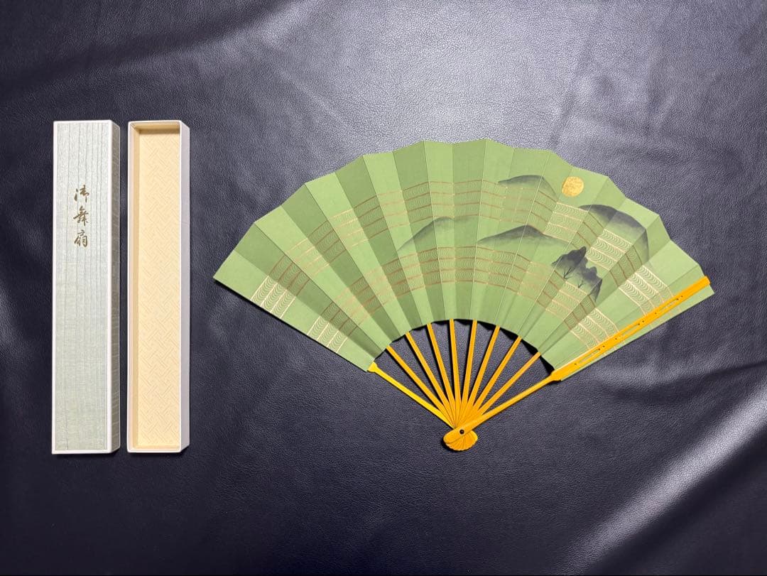 扇子 33.5cm 十松屋福井扇舗 初開封 観世水 仕舞扇 能楽 着物 京都