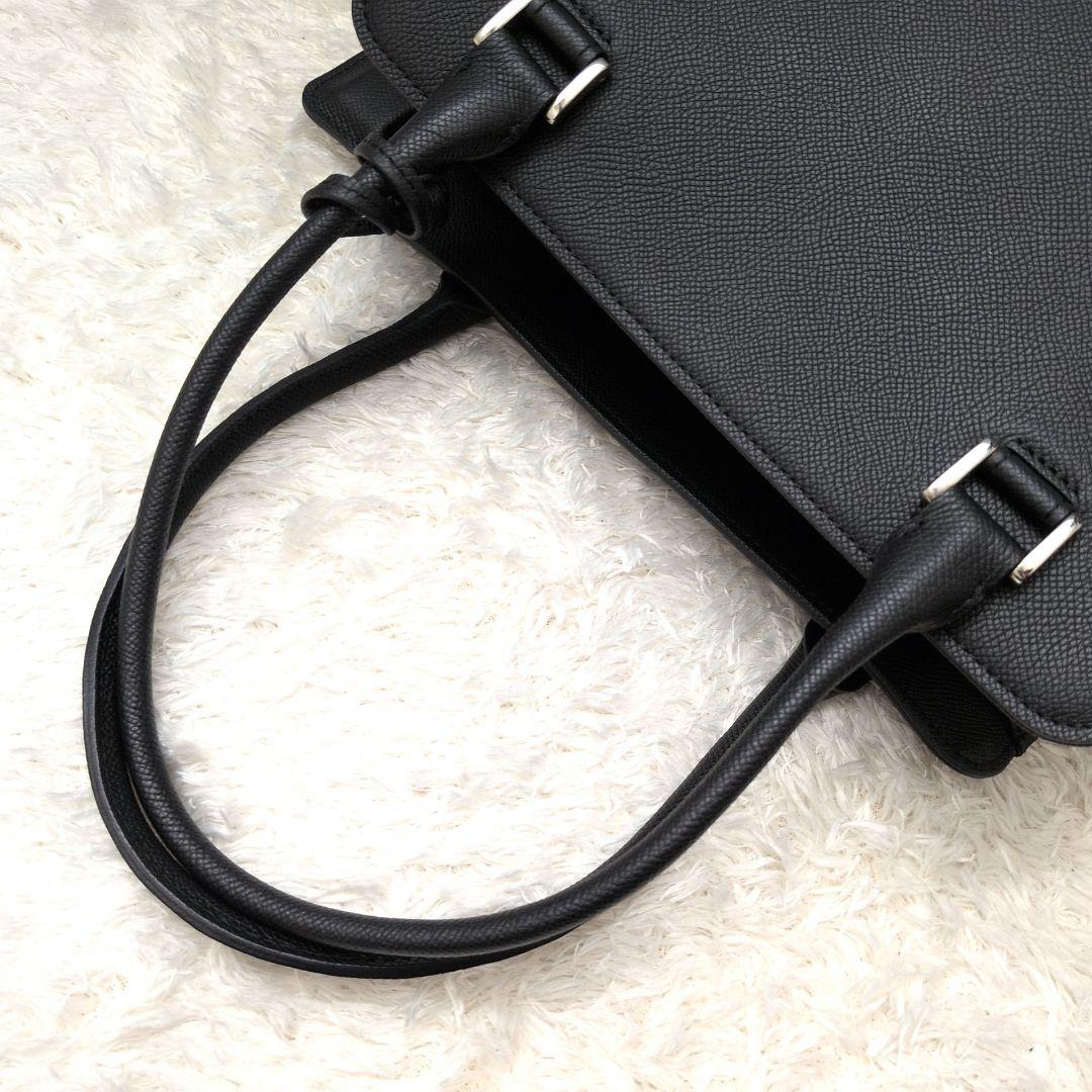 【極美品 鍵付き】銀座和光　ハンドバッグ　フォーマルバッグ　シボ革　冠婚葬祭　黒