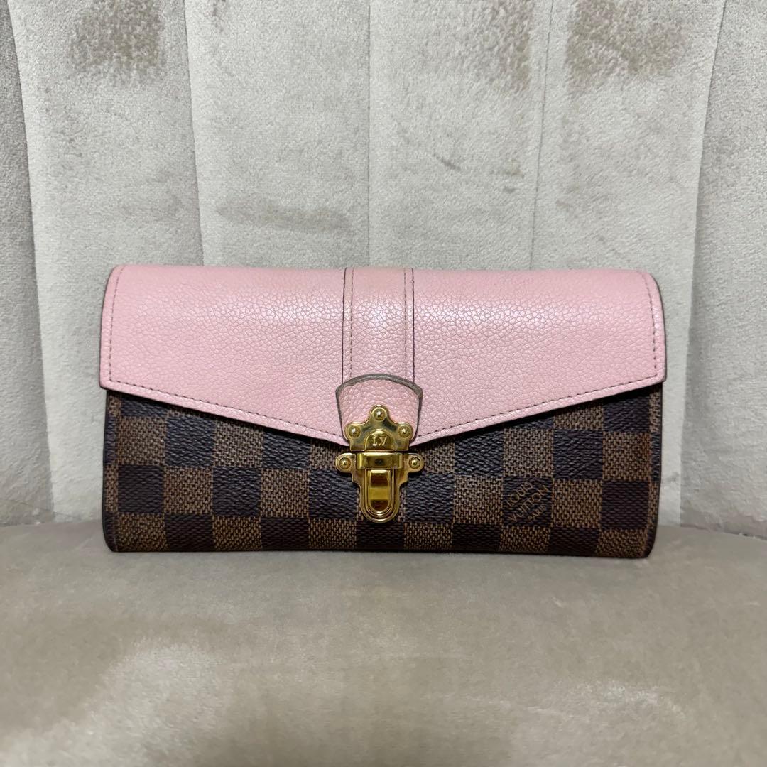 ルイ ヴィトン ダミエ ポルトフォイユ クラプトン 長財布財布ピンク金具