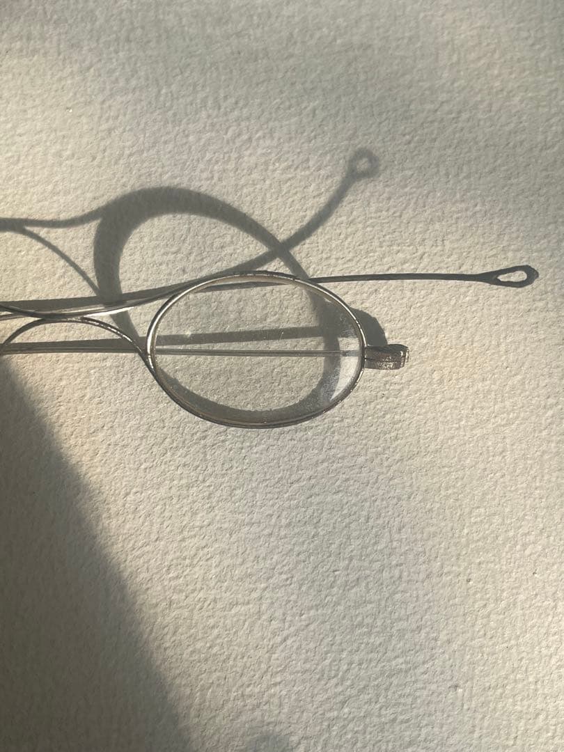 フランス アンティーク オーバル型 丸メガネ Xブリッジ おまけケース