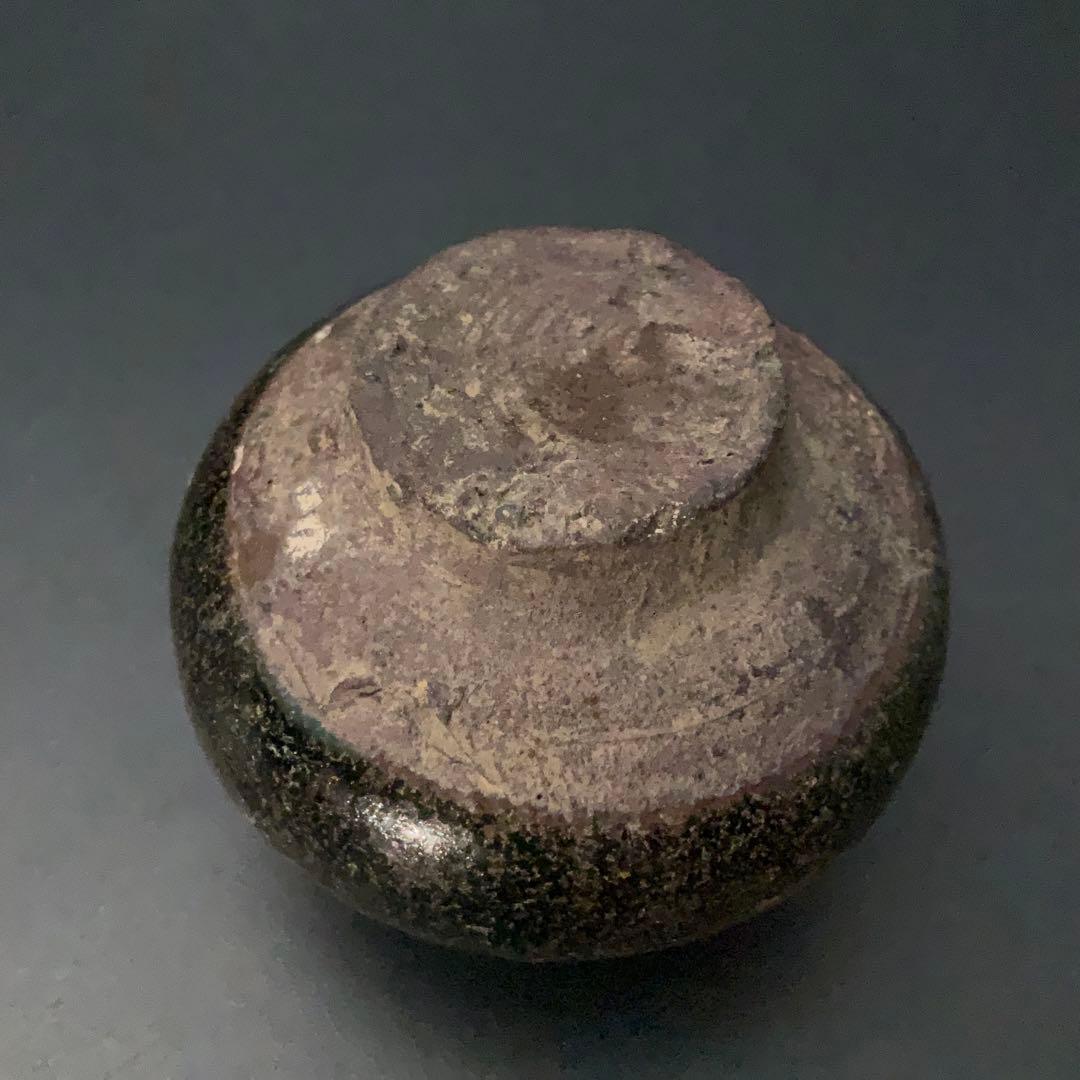 黒褐釉双耳小壺 骨董 アンティーク 高さ5cm 花入 R1393ダMの通販はau