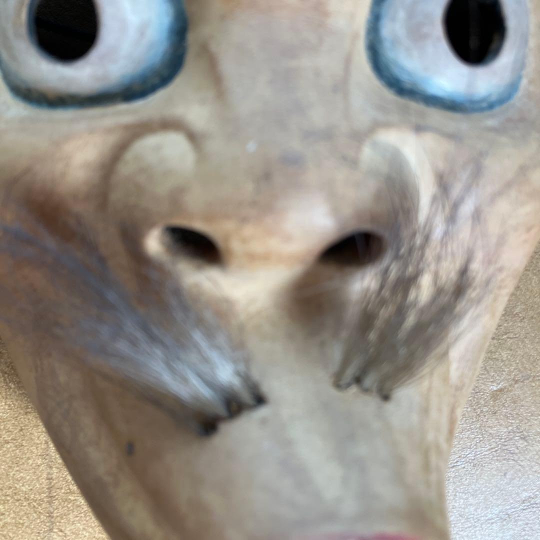 手彫り 木彫彩色 ひょっとこ 髭あり