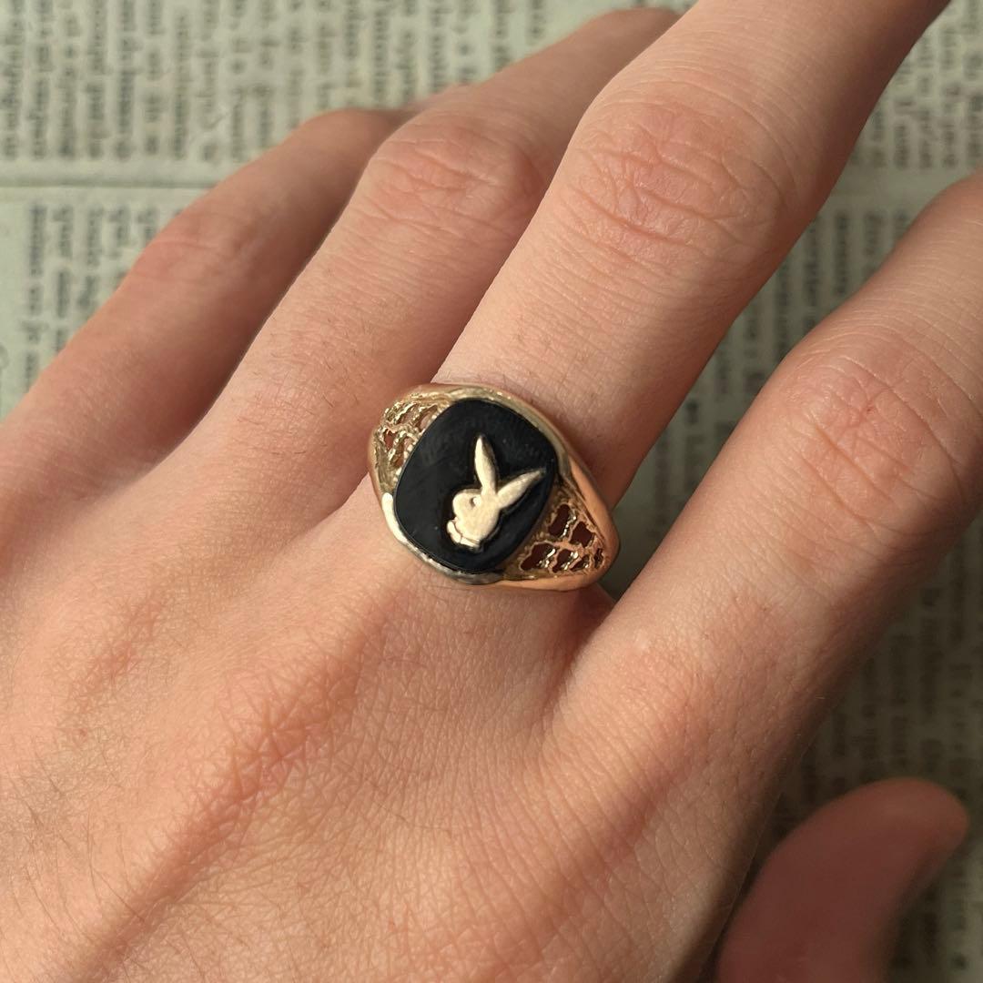 希少　英国　イギリス　ヴィンテージ　9k 9金　プレイボーイリング