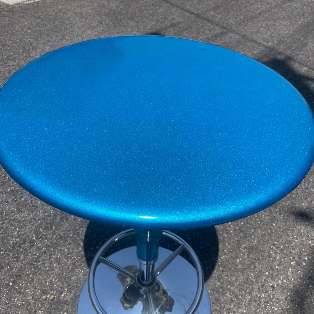 回転　丸テーブル　アメリカンアンティーク　ブルーメタリック！レア！バー！カフェ！