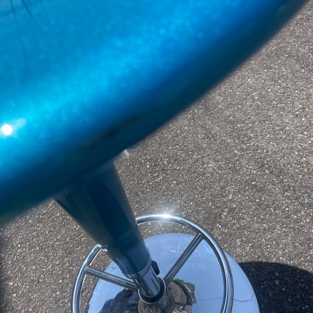 回転　丸テーブル　アメリカンアンティーク　ブルーメタリック！レア！バー！カフェ！