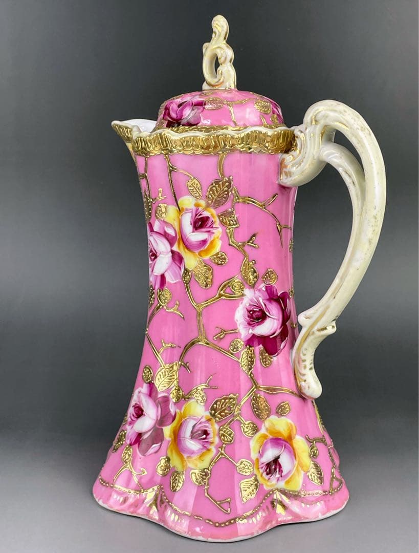 専用】オールドノリタケ 金盛り 薔薇紋 ピンク ゴールド チョコレート