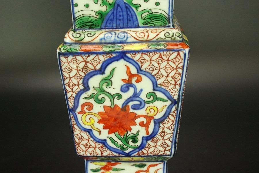 茶道具 唐物 赤絵 龍紋 尊瓶 高31.7cm 中国美術(A925) 美術品