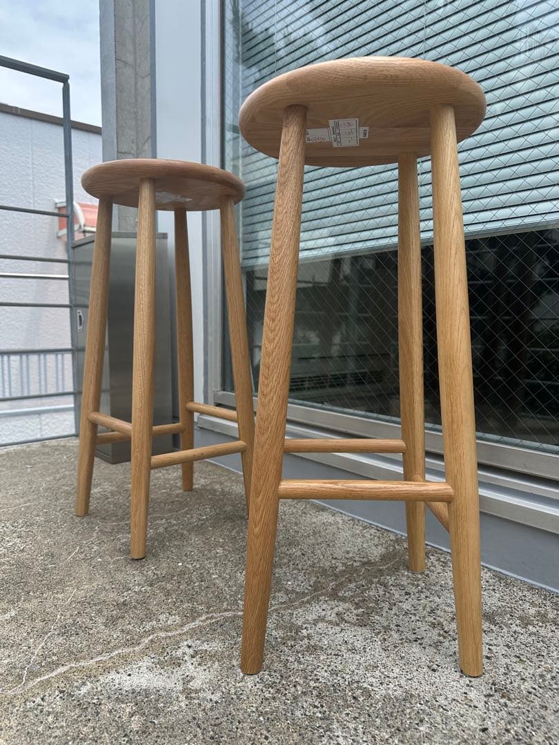 <引き取り限定> オーク材　スツール　2脚セット