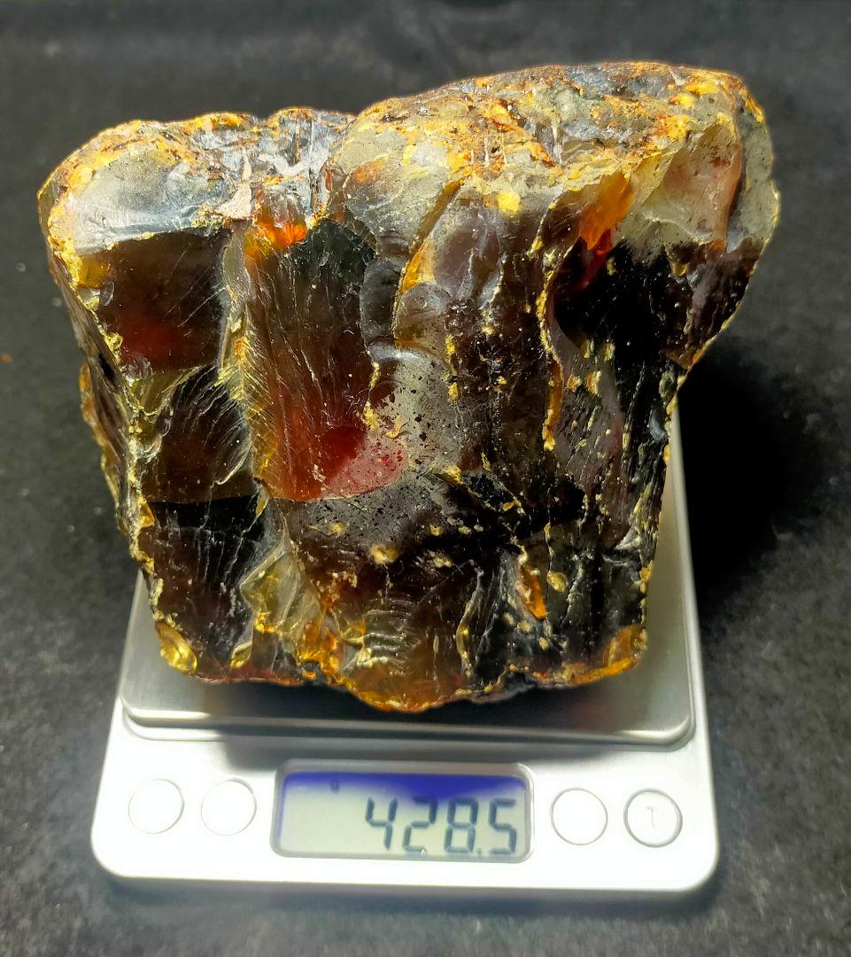 別格 コレクター向：428g】超特大 ブルーアンバー インドネシア 琥珀 原石