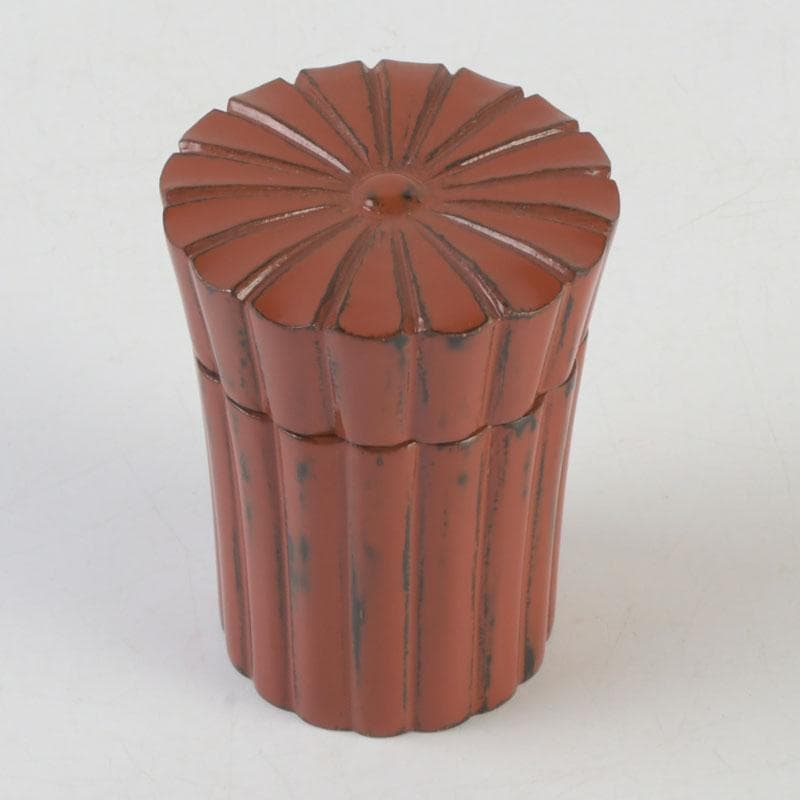 茶道具 輪島塗 久世宗春作 根来菊形 末広棗 共箱 V 9648