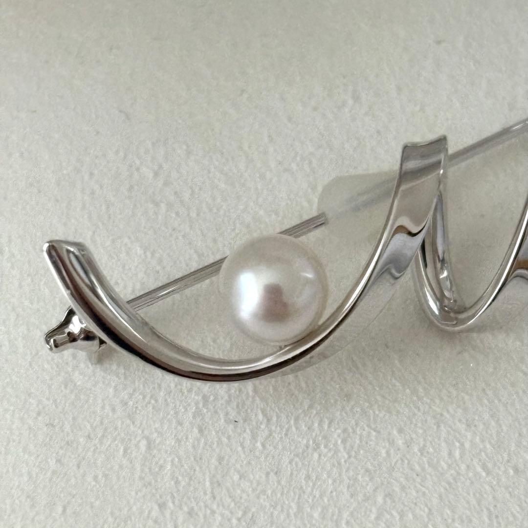 006【ミキモト】シルバー ブローチ M パール 約7.1mm