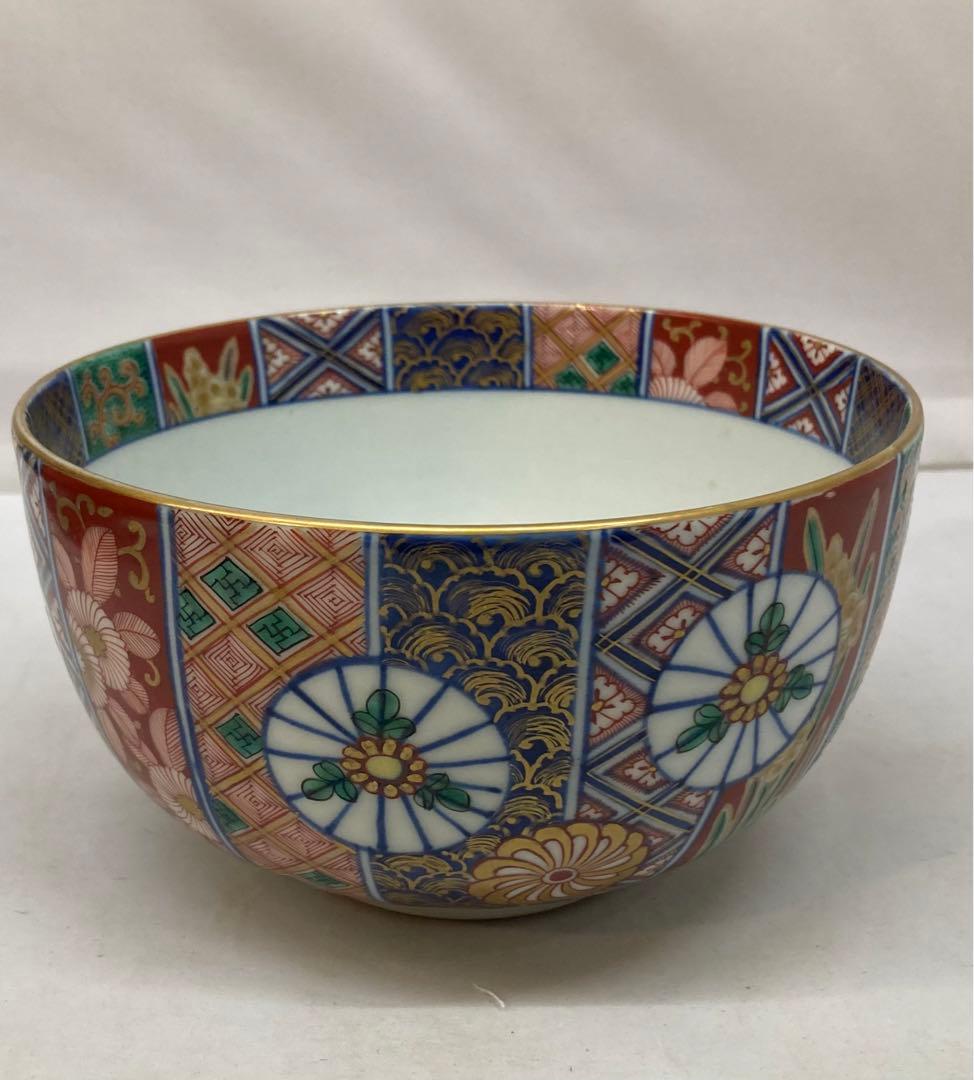 B215  九谷焼「十錦手菓子鉢」大聖寺伊万里　骨董　錦手　茶道具　石川