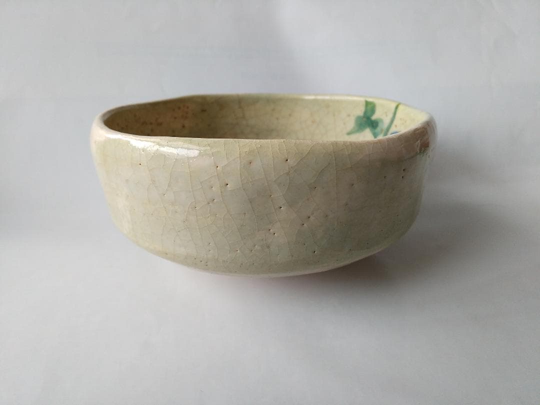 楽焼 馬盥茶碗 楽入窯 吉村楽入 作 朝顔ノ画 共箱