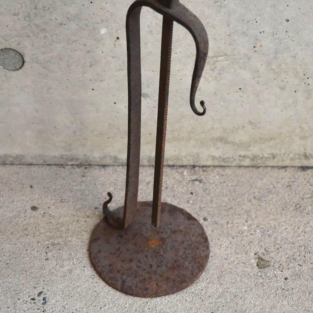 明治時代 鉄製 燭台 高さ可変 オブジェ 骨董品 アンティーク