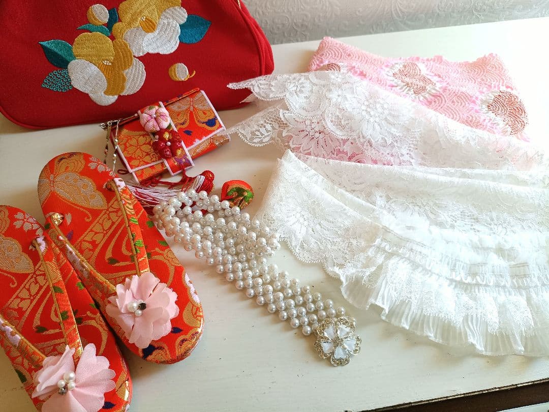 専用です☆レトロポップ調の着物と作り帯セット☆７歳七五三