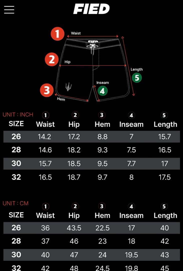 日本未発売】26 FIED メンズフィジーク サーフパンツ