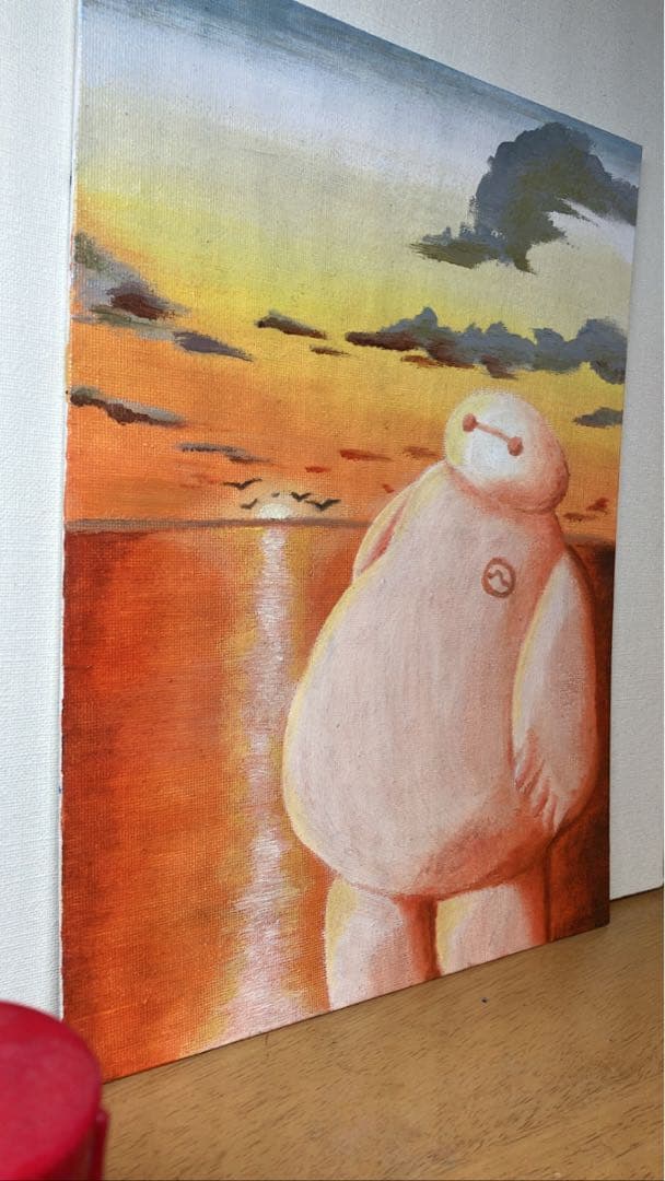 油絵 油彩 油彩画 絵 絵画 【水平線に沈む夕日】A4 | HIROSHI1990 夕日に誘